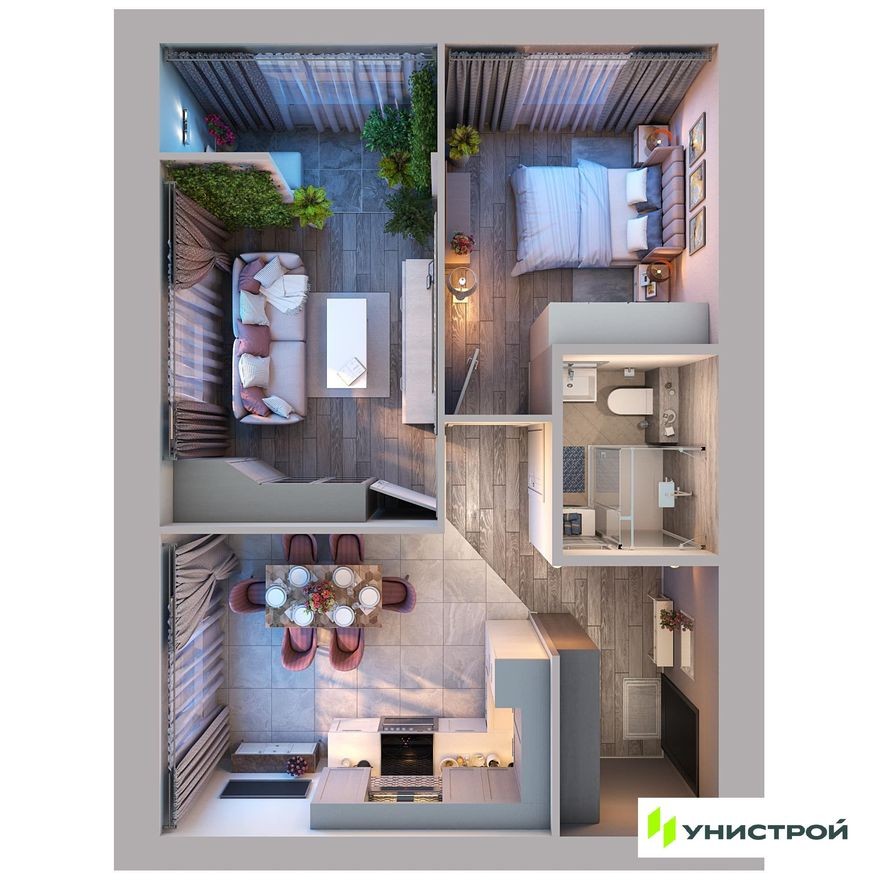 2к. квартира, 52.6 м²