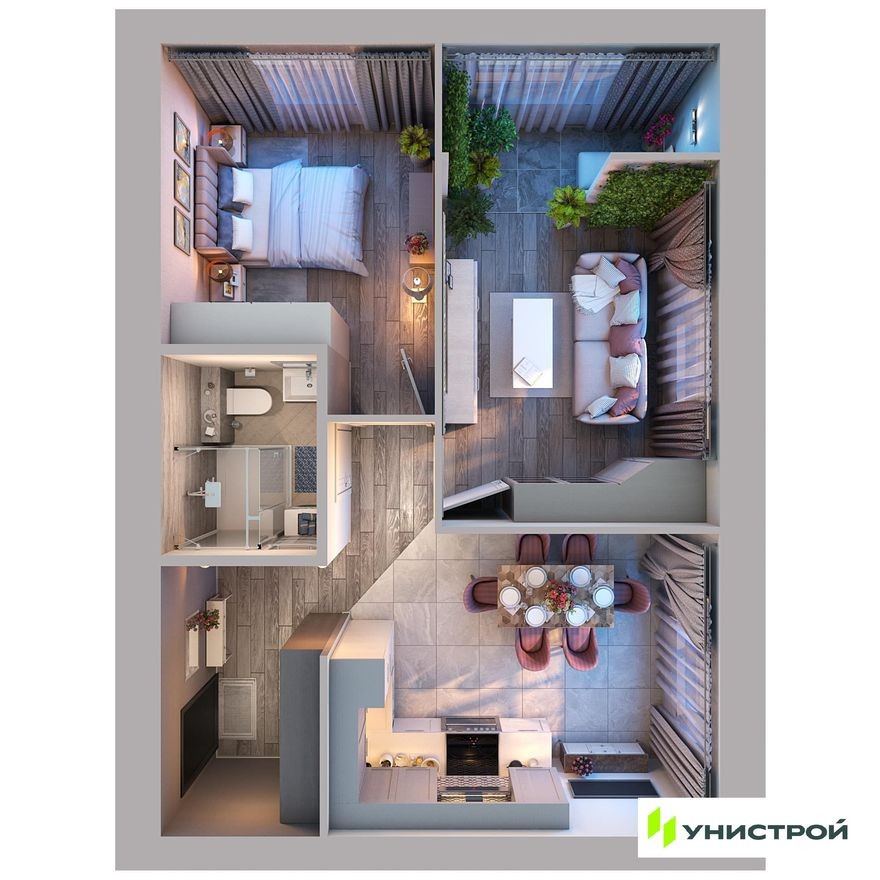 2к. квартира, 52.6 м²