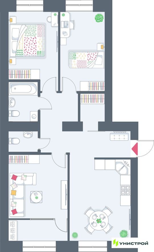 3к. квартира, 77.4 м²