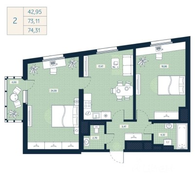 3к. квартира