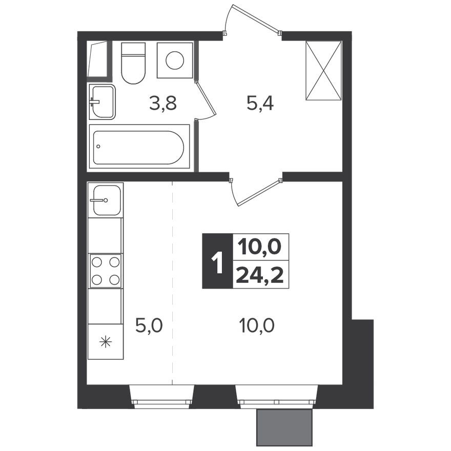 Студия-квартира, 23.7 м²