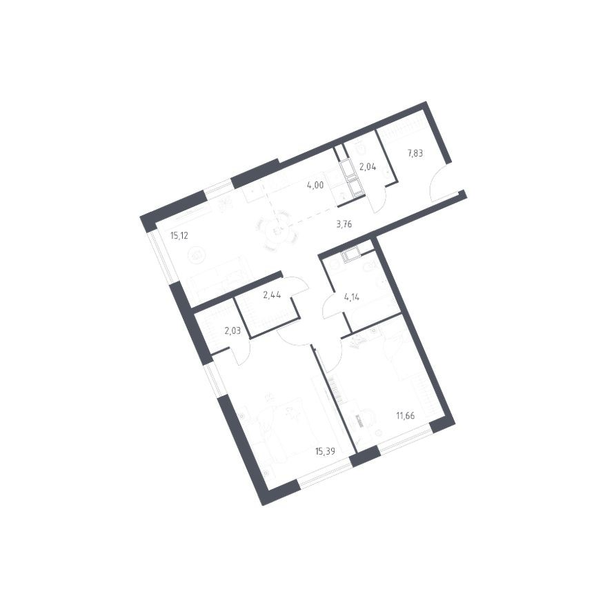 2к. квартира, 68.4 м²