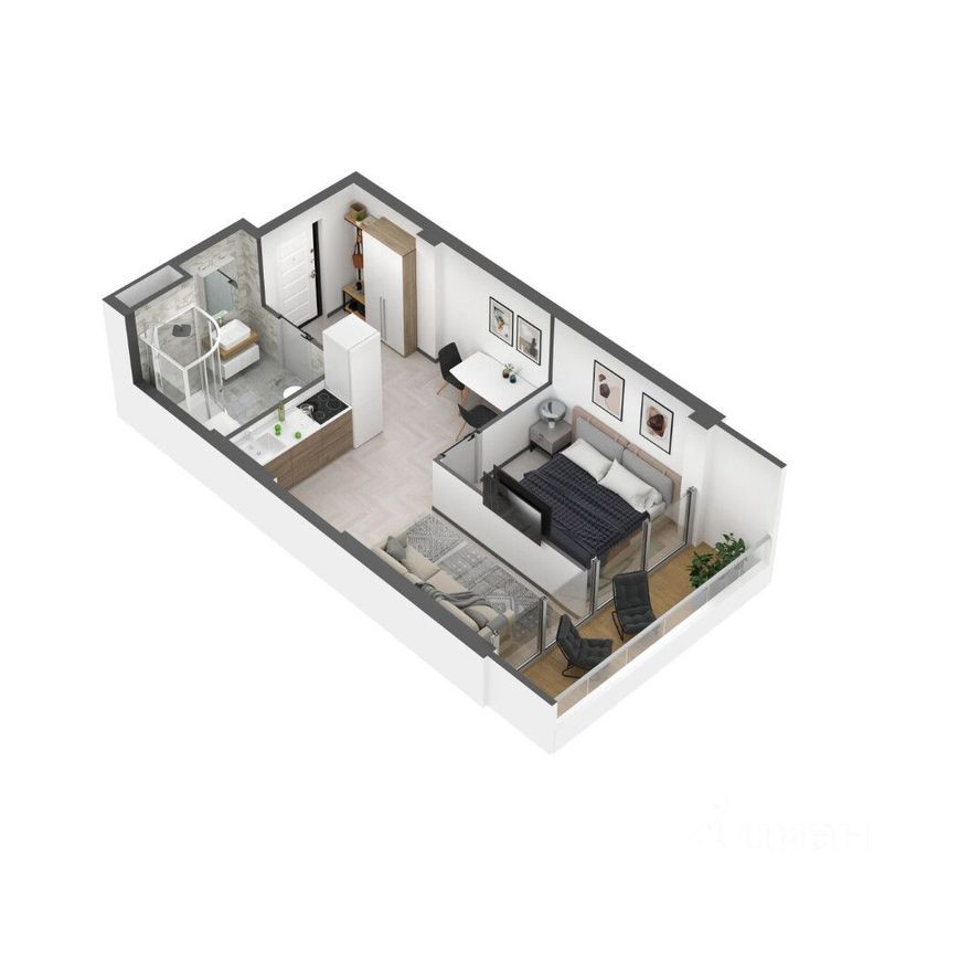 1к. апартаменты, 36.3 м²