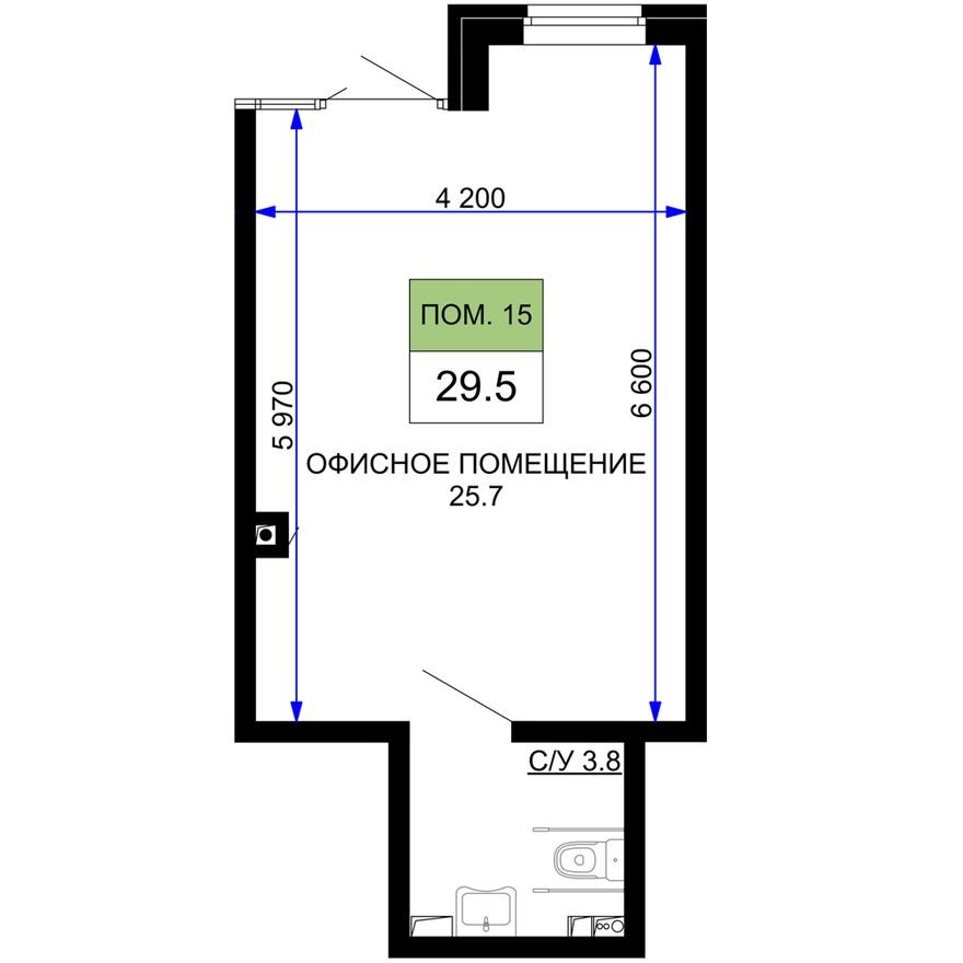 Помещение свободного назначения, 29.5 м²