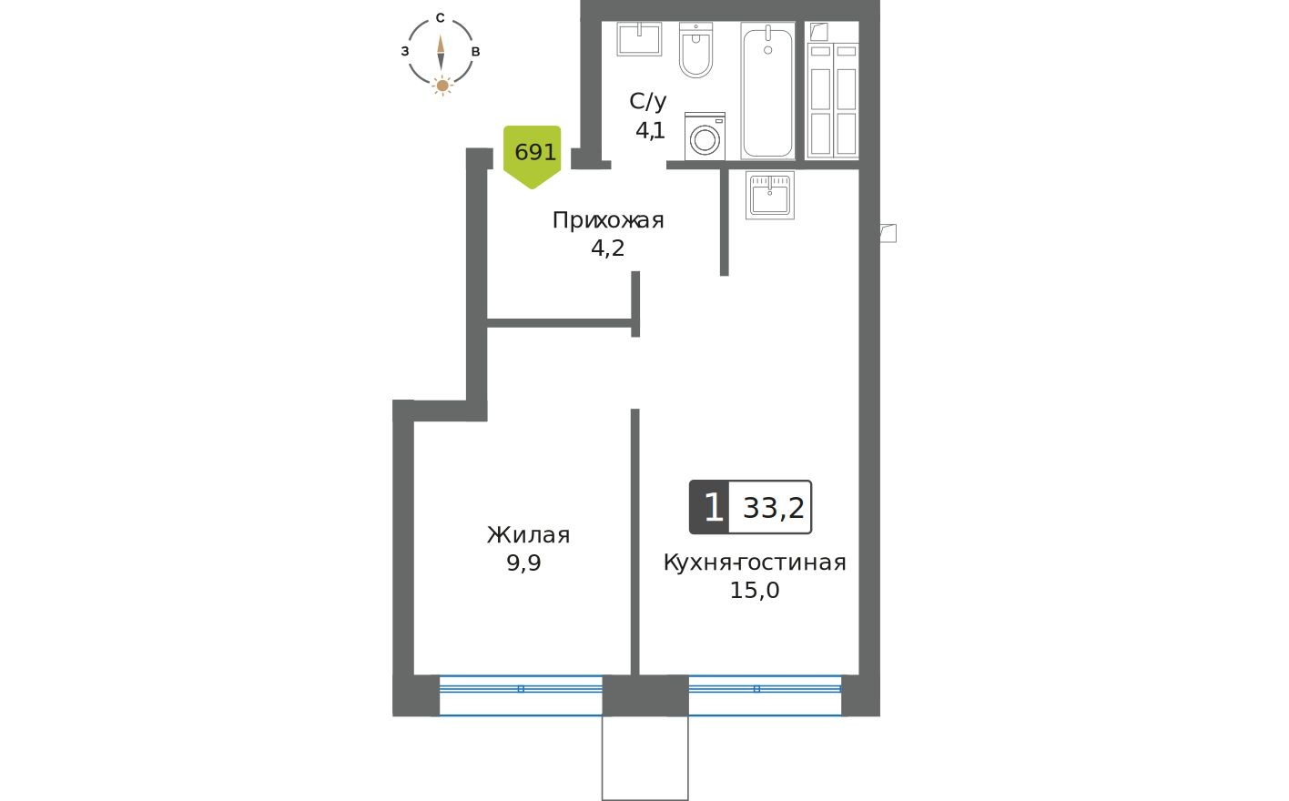 1к. квартира