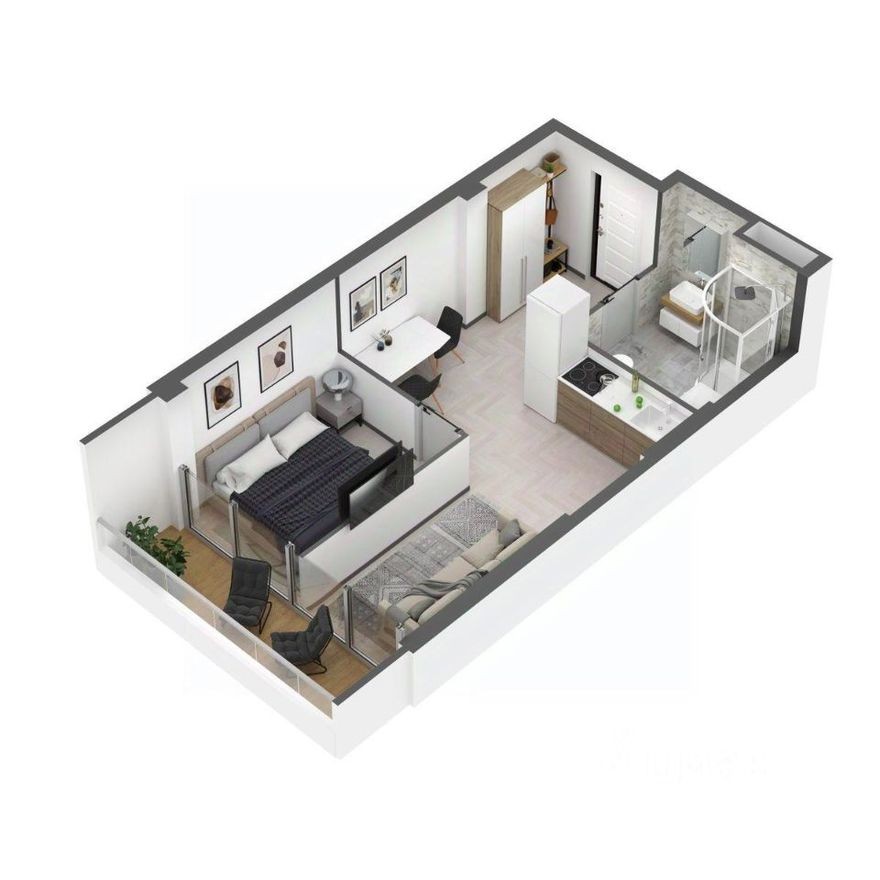 1к. апартаменты, 37.1 м²