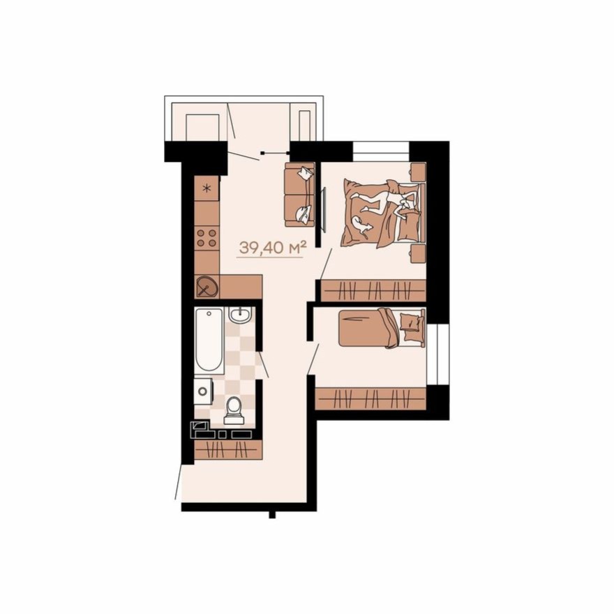 3к. квартира, 38.3 м²