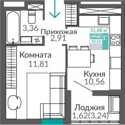 1к. квартира