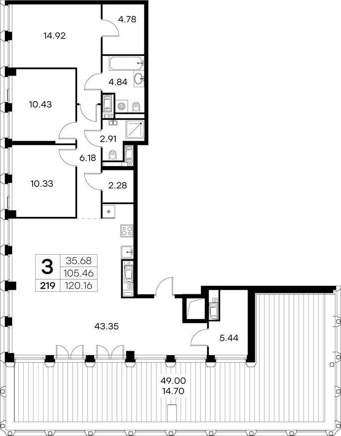 3к. квартира