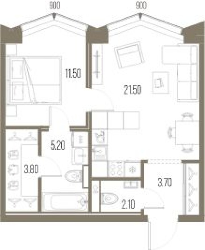 1к. квартира, 47.8 м²
