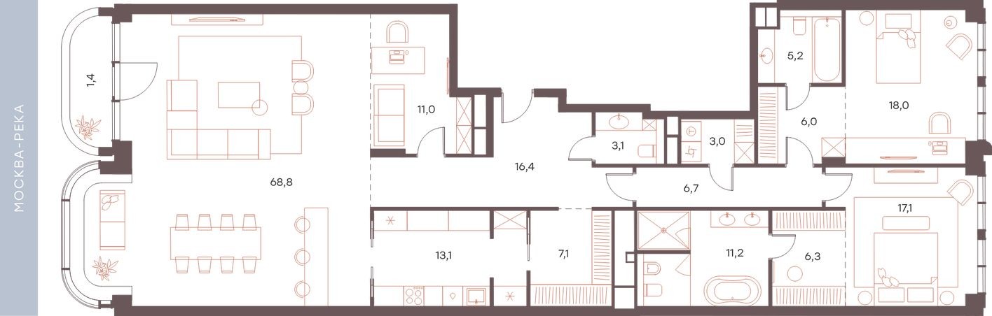4к. апартаменты, 194.4 м²