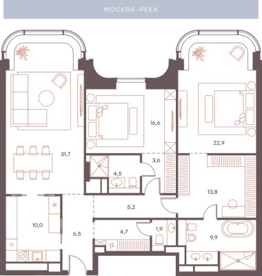 3к. апартаменты