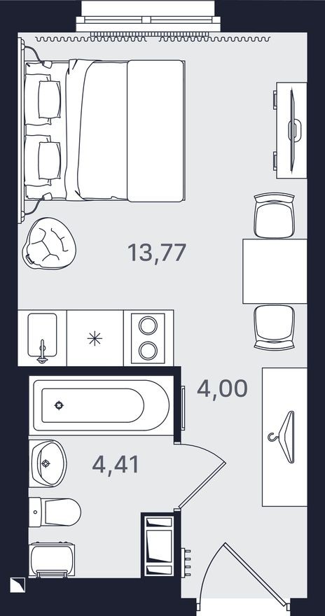 Студия-апартаменты, 22.2 м²
