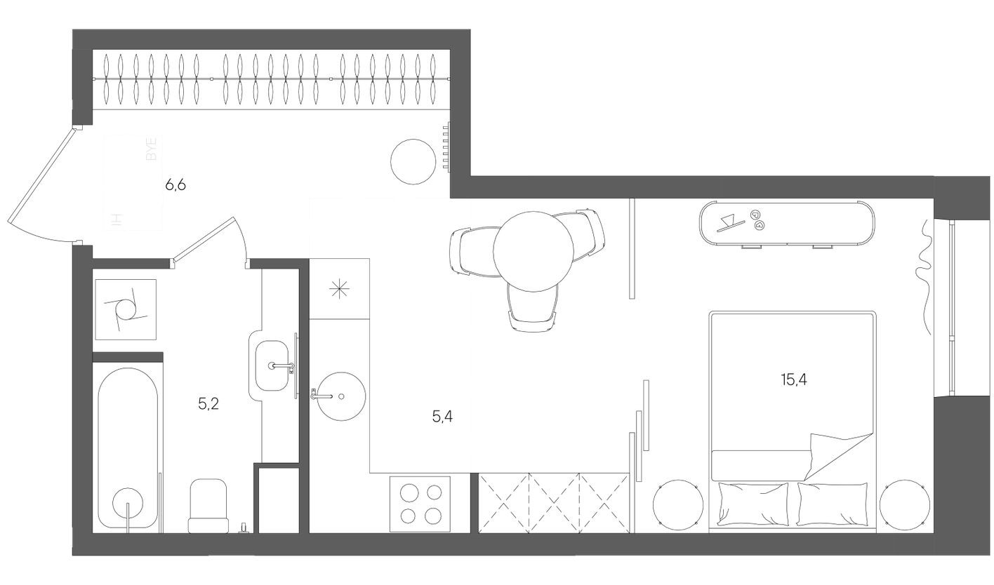 1к. квартира, 32.6 м²