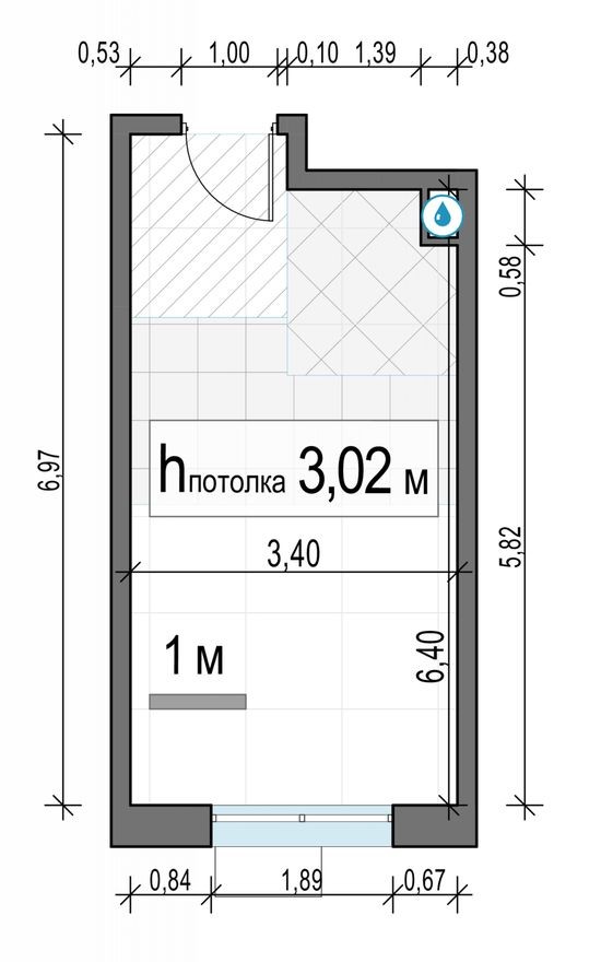 Студия-квартира, 22.1 м²