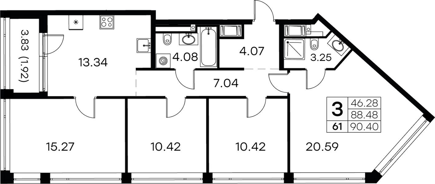3к. квартира