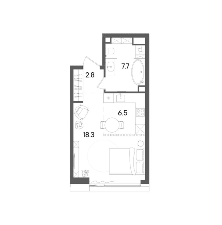 1к. квартира, 35.4 м²