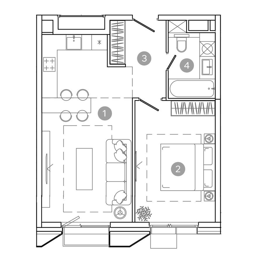 1к. квартира, 48.2 м²