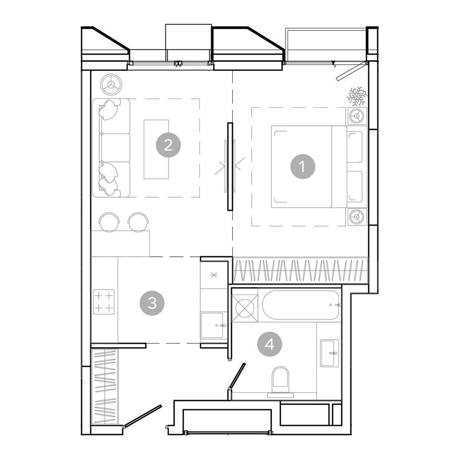 1к. квартира, 43.5 м²