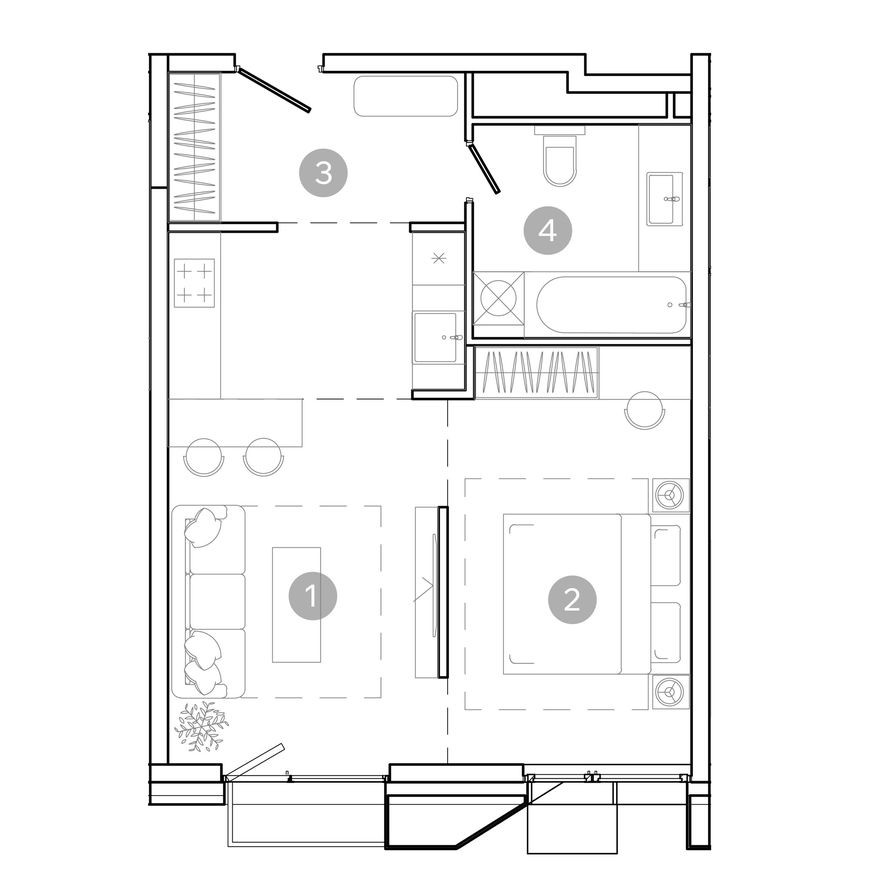 1к. квартира, 43.5 м²