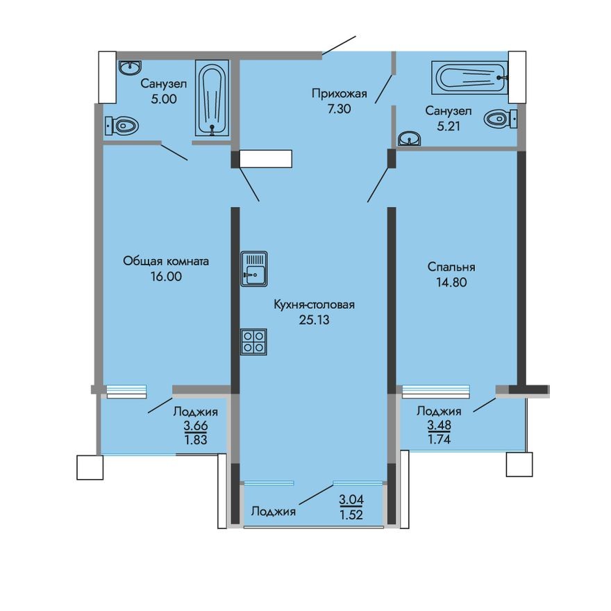 2е квартира, 78.5 м²