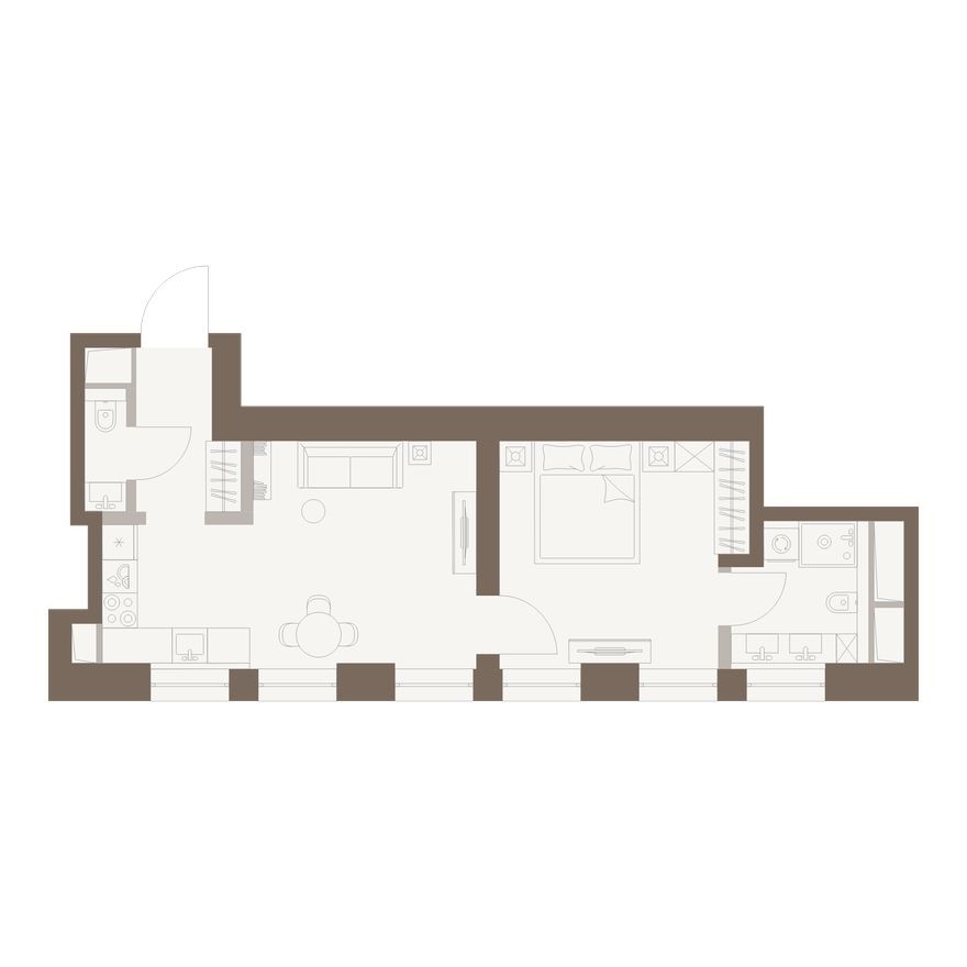 1к. квартира, 46.2 м²