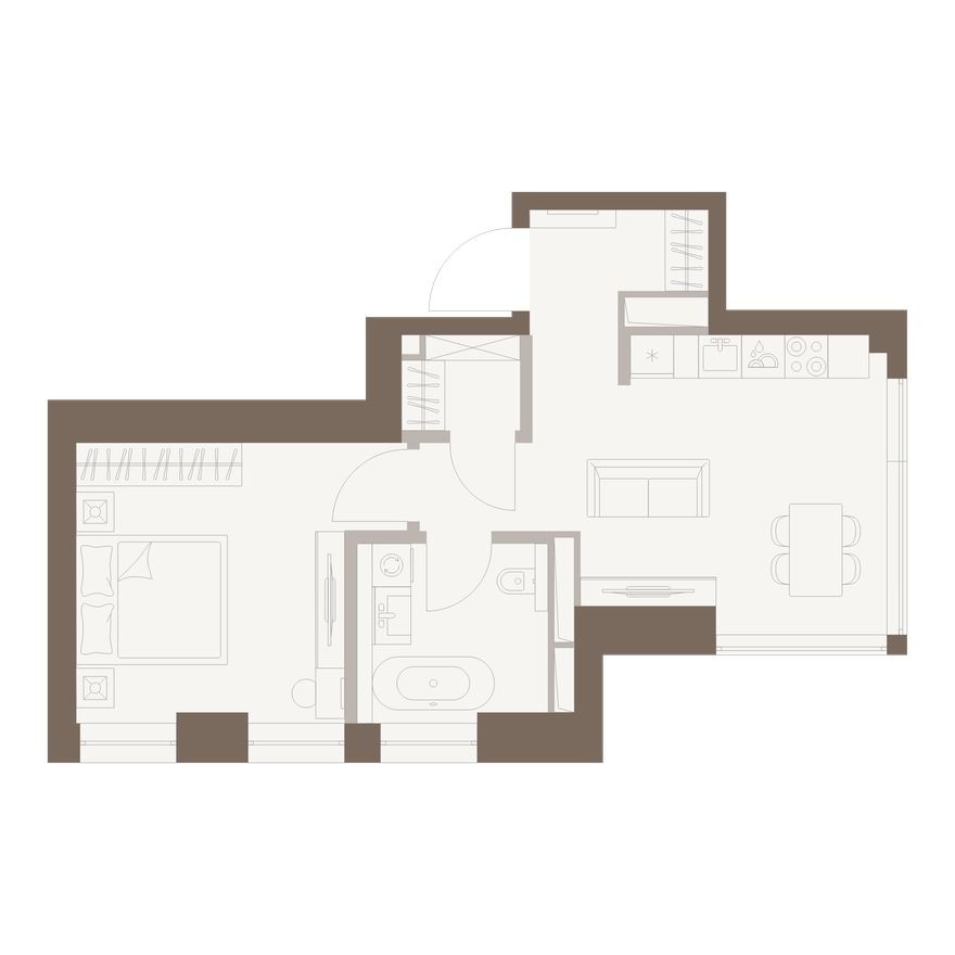 1к. квартира, 47.1 м²