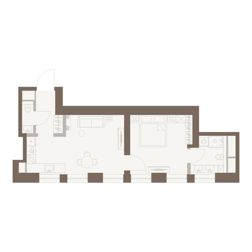 1к. квартира, 45.9 м²