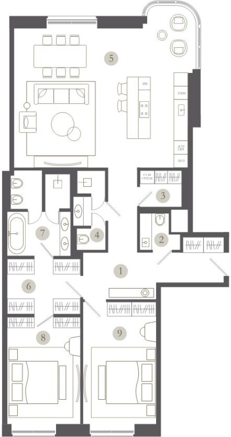 2к. квартира, 116.6 м²
