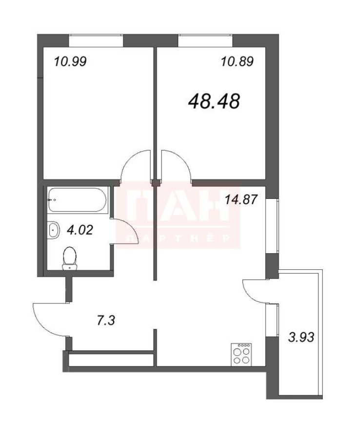 2к. квартира, 54.0 м²