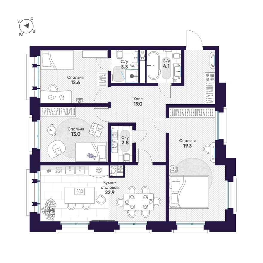 3к. квартира