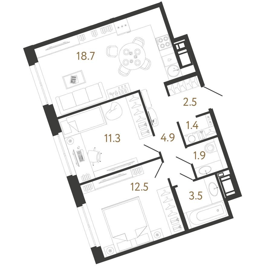 2к. квартира, 56.7 м²