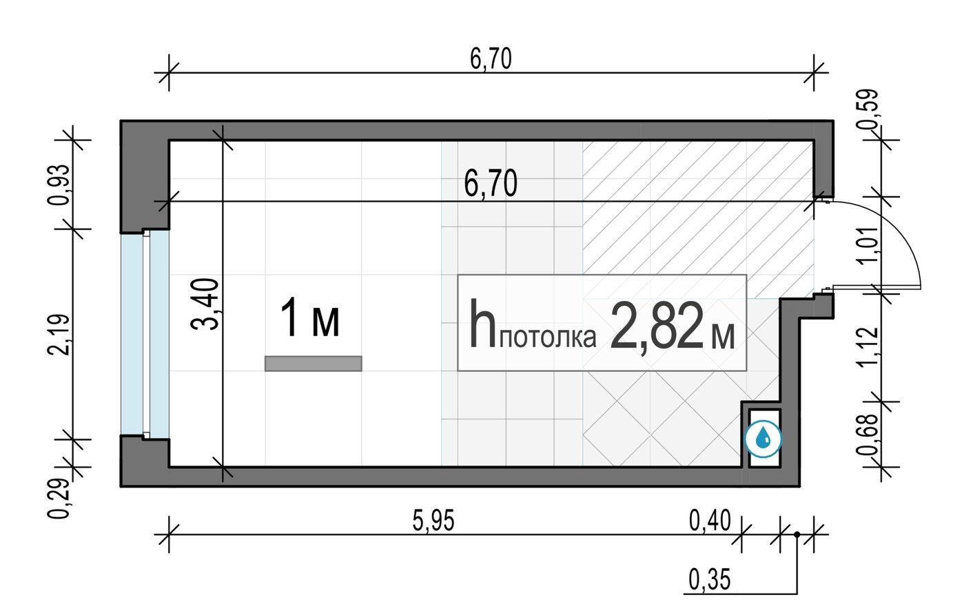 Студия-квартира, 21.5 м²