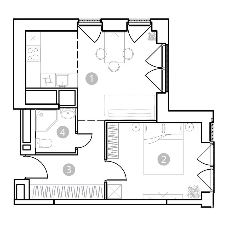 2к. апартаменты, 39.8 м²