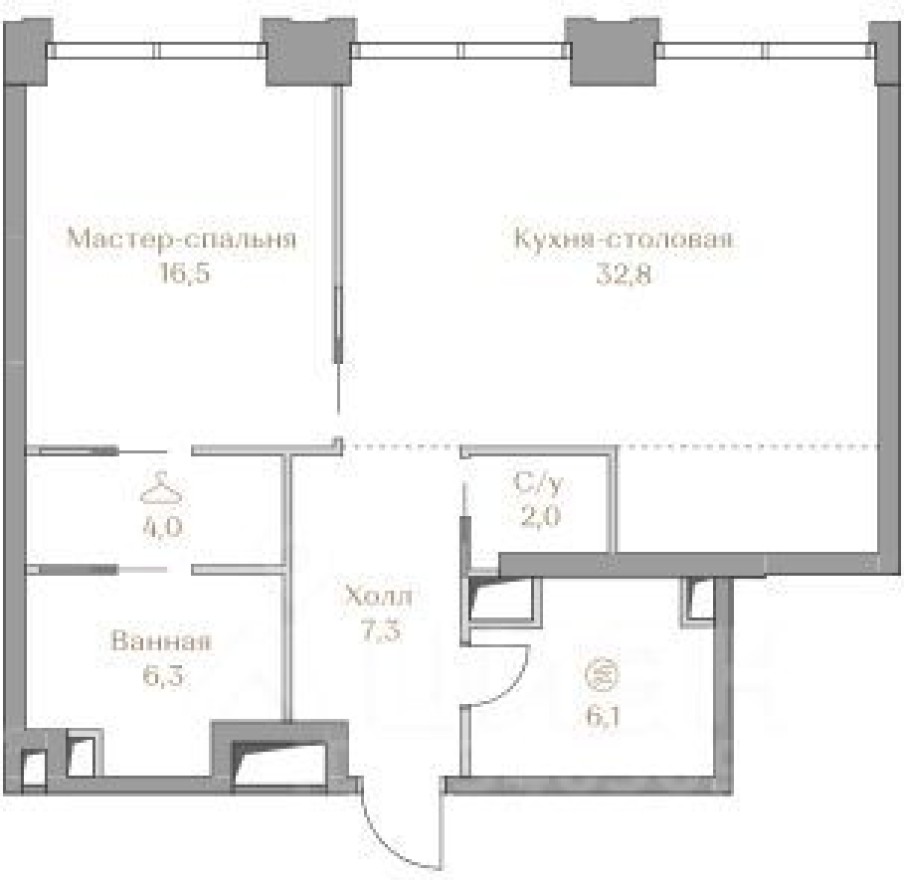 1к. квартира, 75.0 м²