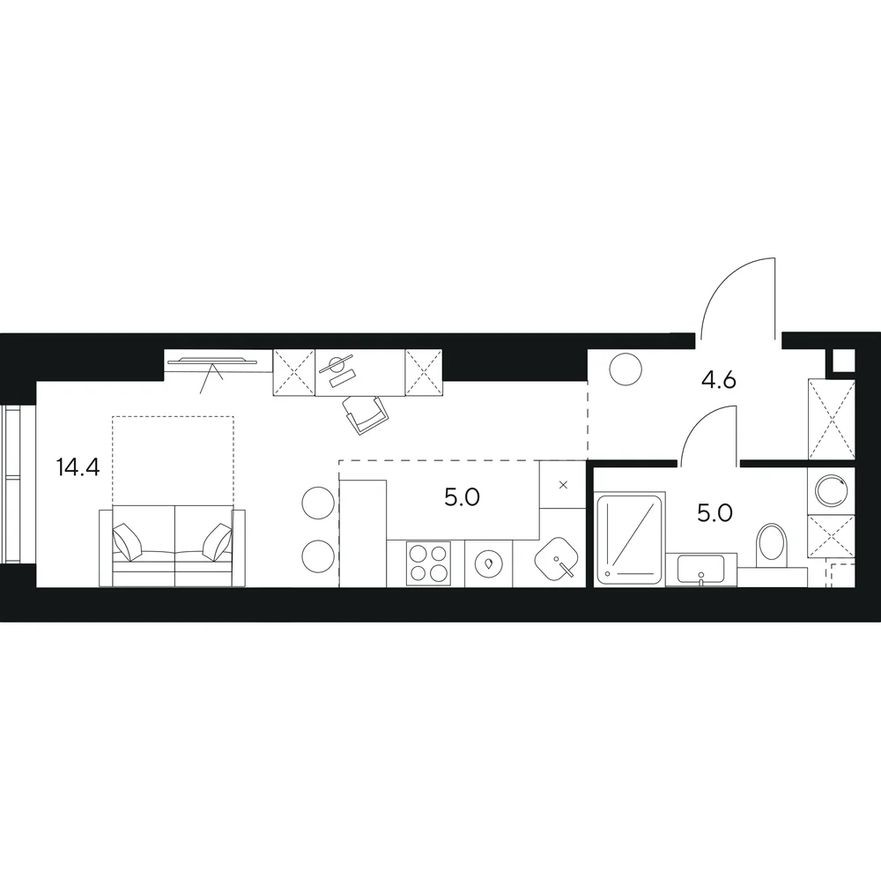 Студия-квартира, 29.0 м²