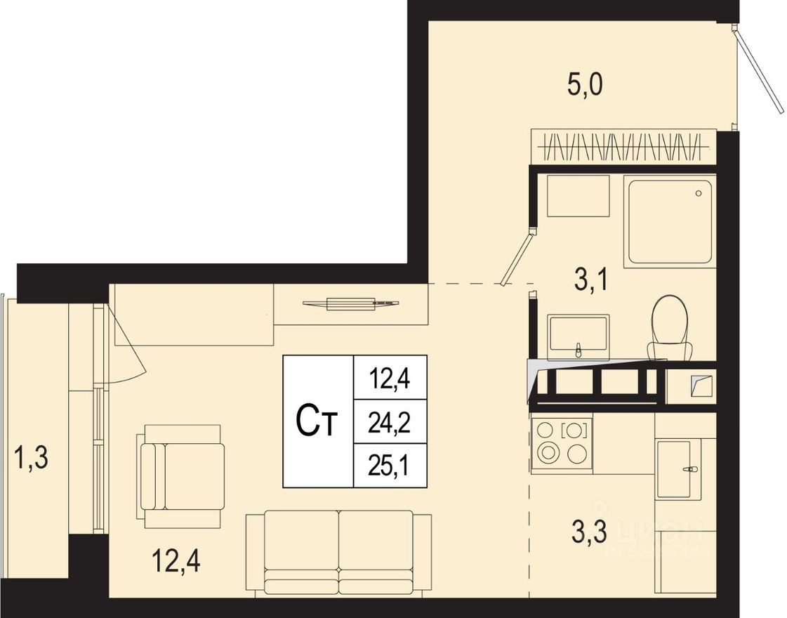 1к. квартира