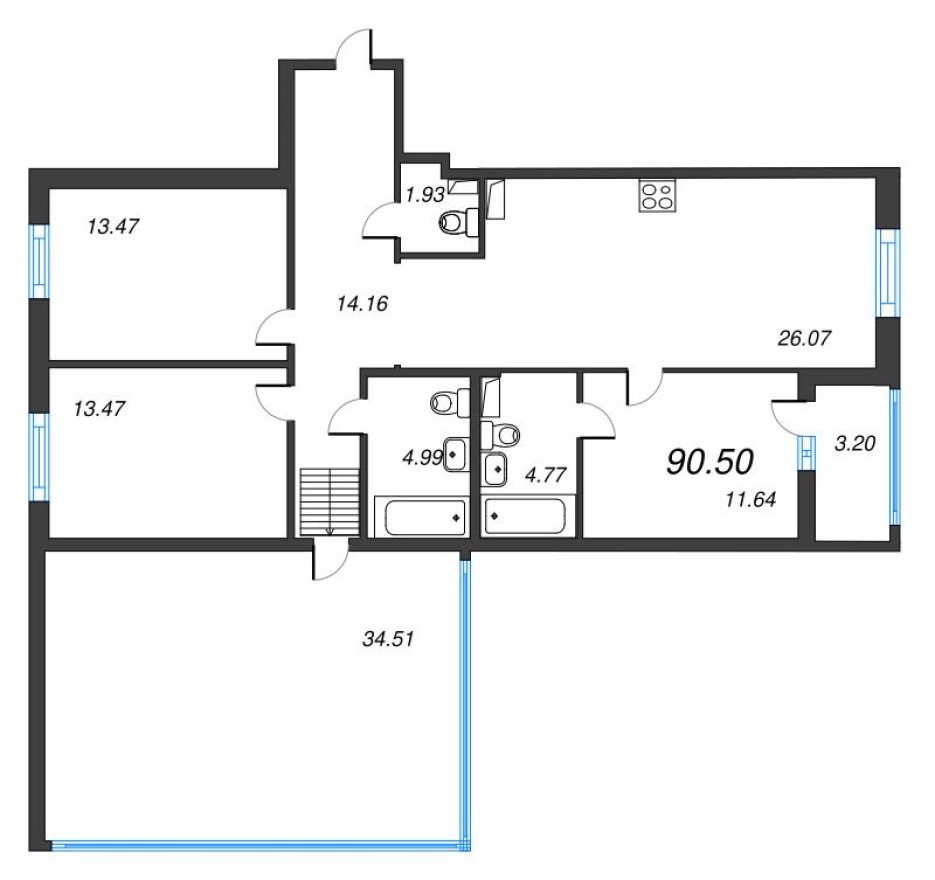 4е квартира, 128.2 м²