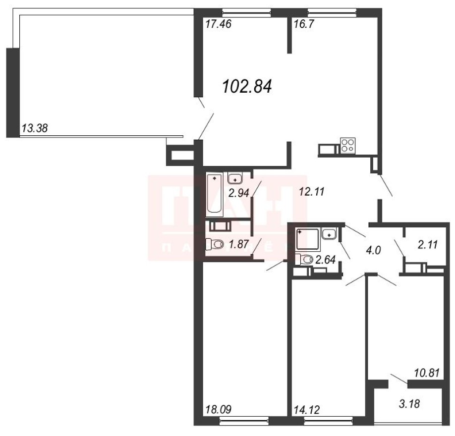 4е квартира, 133.7 м²