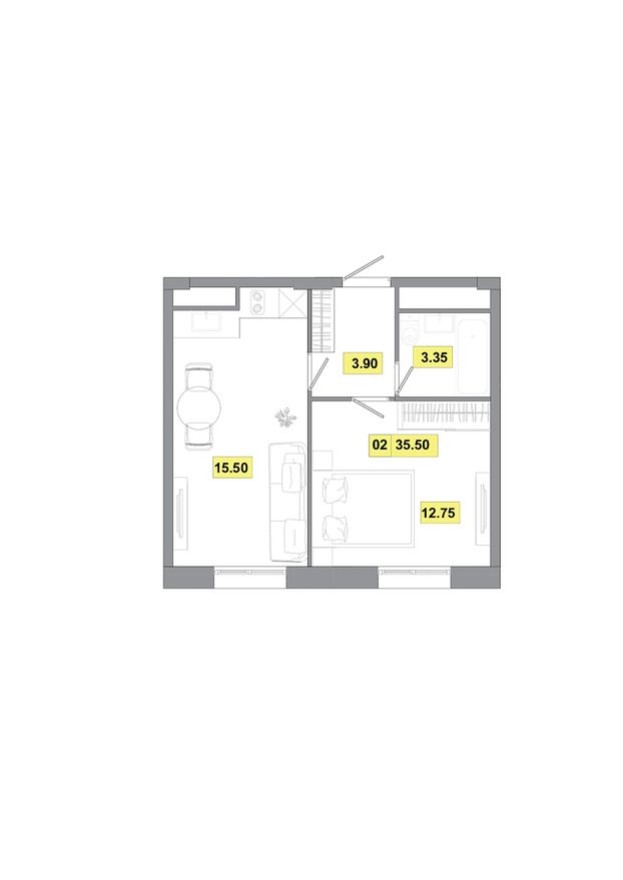2к. квартира, 35.5 м²