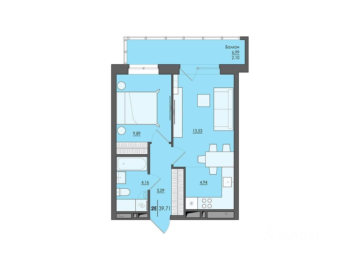 2к. квартира, 39.7 м²