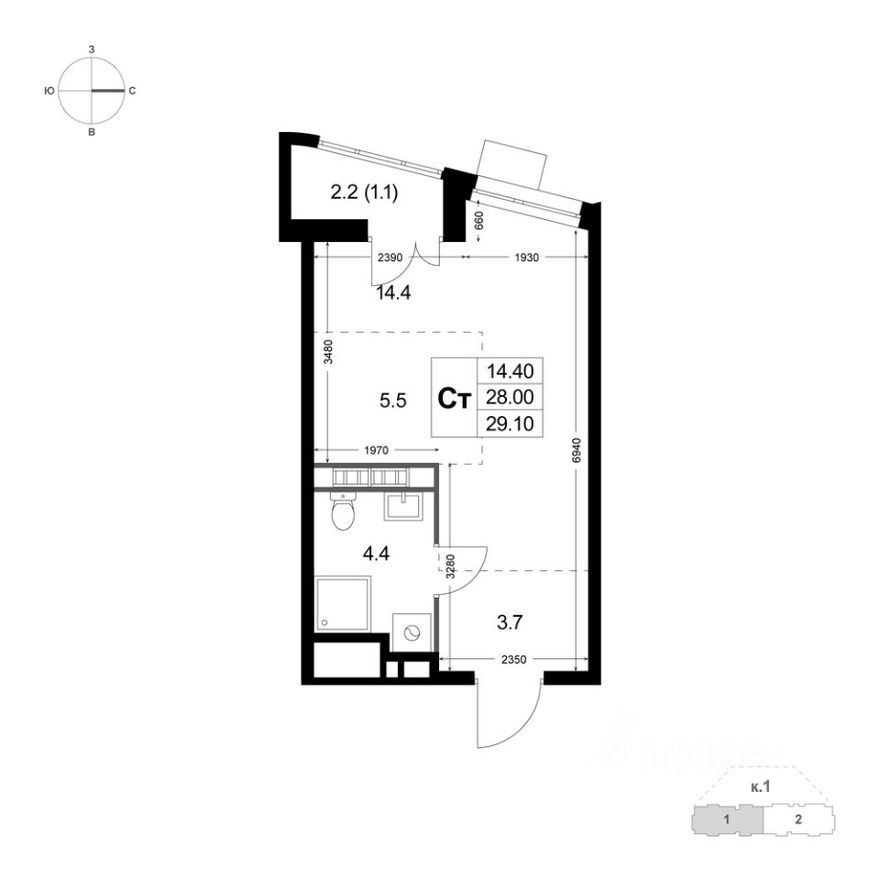 1к. квартира