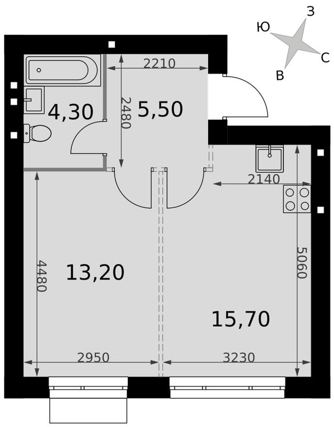 1к. квартира, 38.7 м²
