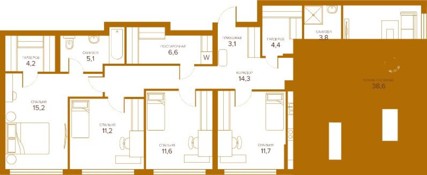 4к. квартира, 127.8 м²