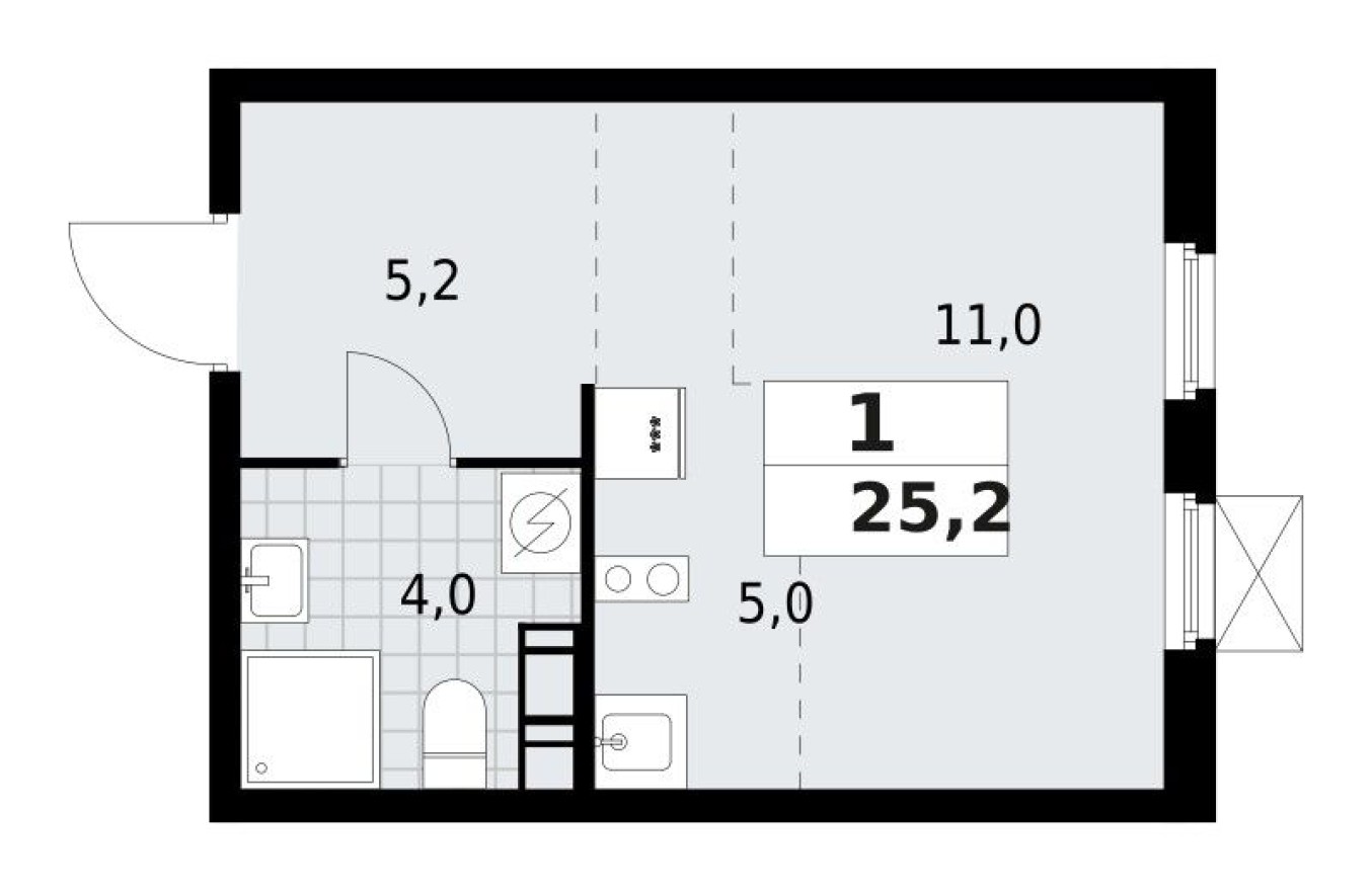 Планировка — Студия-квартира, 25.2 м²
