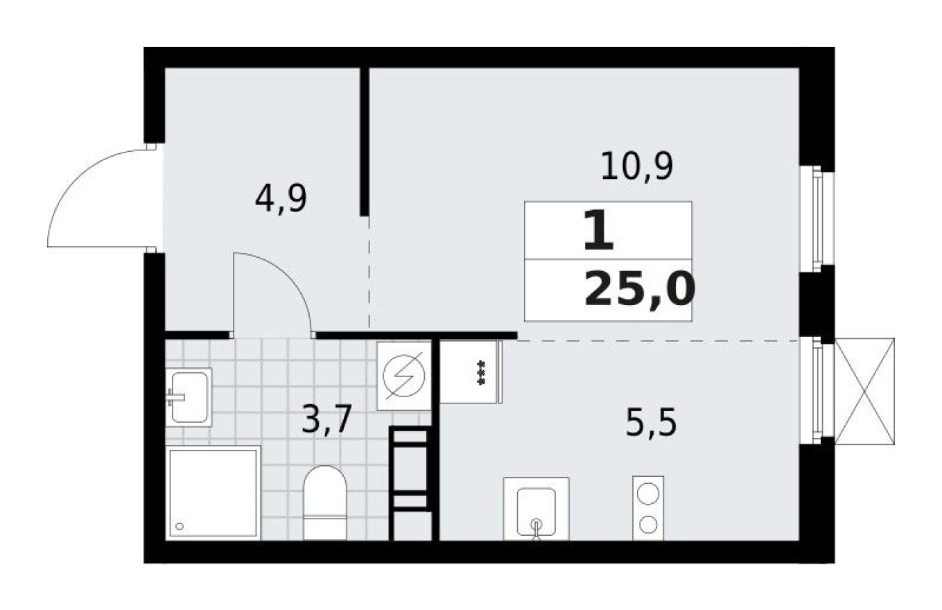 Планировка — Студия-квартира, 25.0 м²