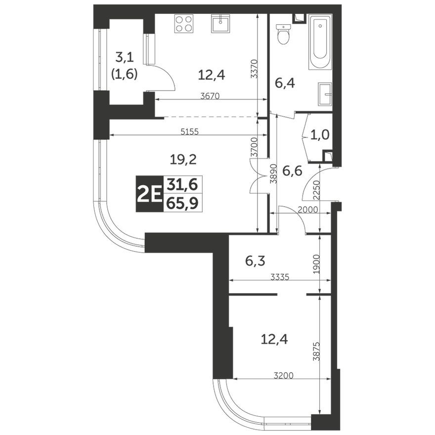 2е квартира, 65.9 м²