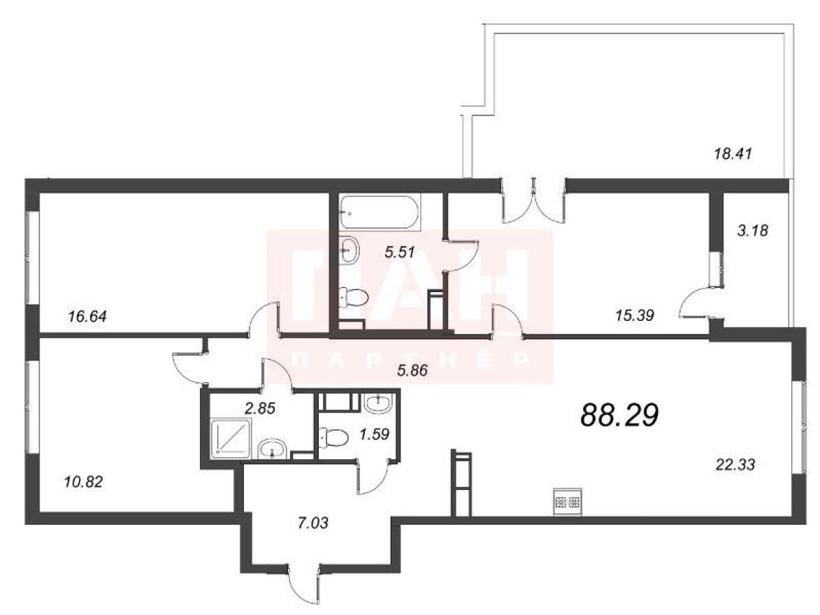 4е квартира, 109.9 м²