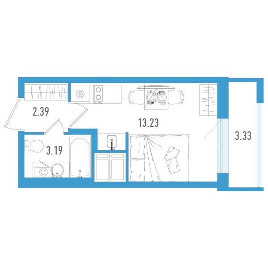 Студия-квартира, 19.8 м²