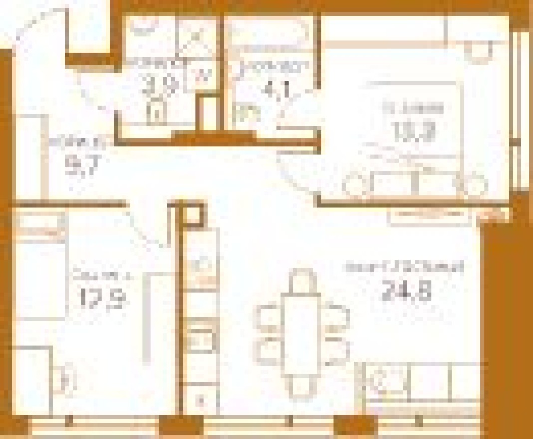 2к. квартира, 68.7 м²